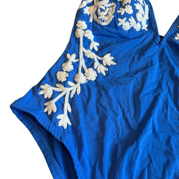 Amita Naithani One Piece Swimsuit Royal Blue Embroidered Size Small Women's - Picture 5 of 12
